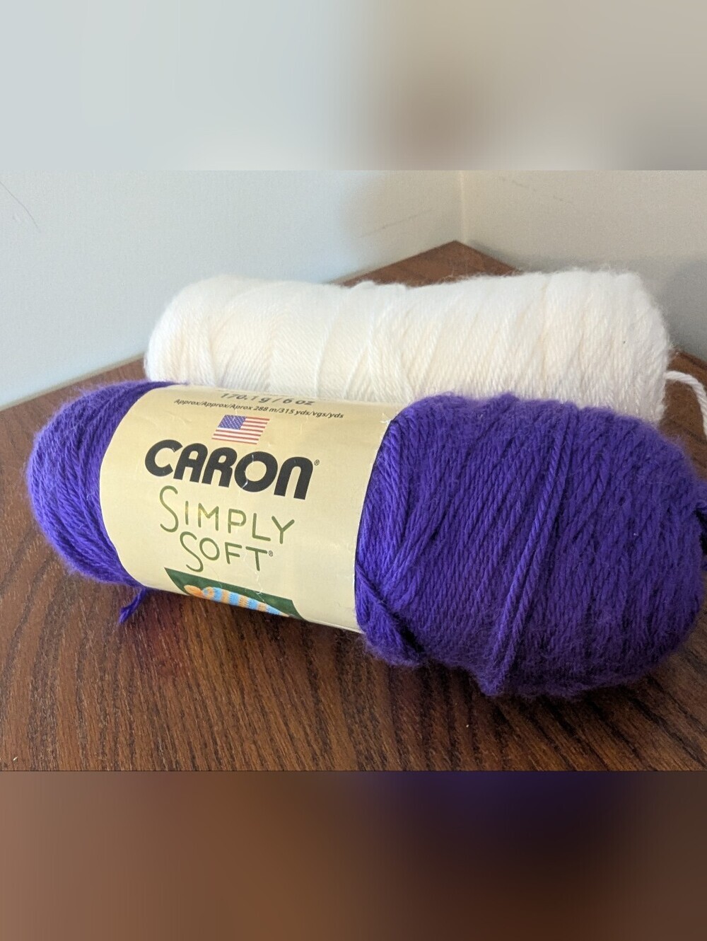 Vintage Yarn Caron Simply Soft Iris-Purple & white 12 oz 340g total USA Made